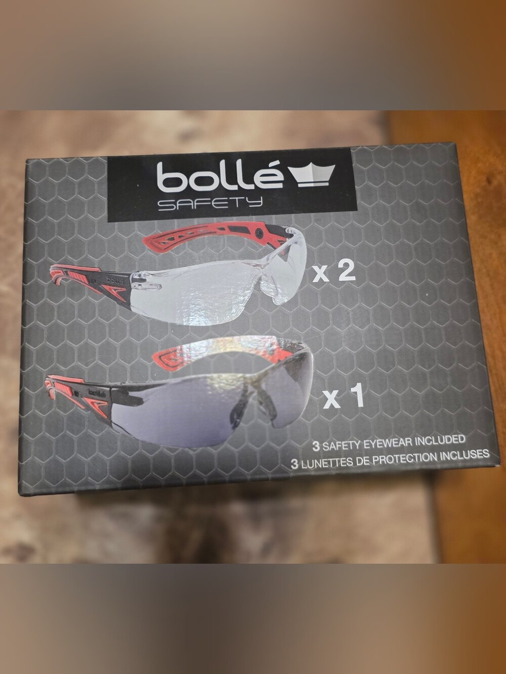 Bolle Unisex Safety Eyewear Set — Black & Red Frames with Clear and Smoke Lenses